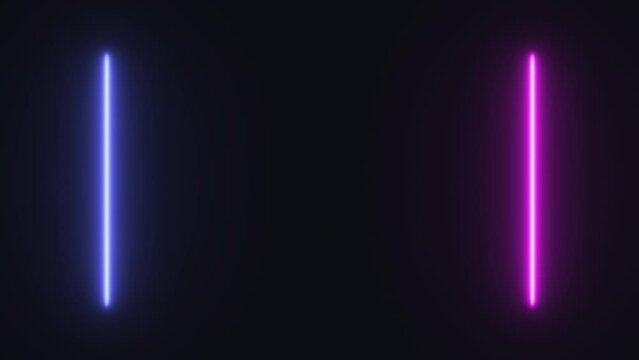 Introduction animation featuring a vertical neon line bar splitting into two (blue and pink), then merging back into one.