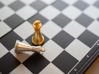 Chess board idea bishop king queen lost winner stand strategy customer competition challenge game...