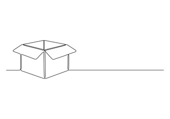 Continuous one line drawing of open box vector illustration. Pro vector