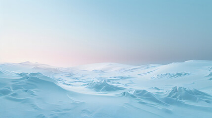 view of fields covered with thick snow, in winter, sunlight in the cold blue sky