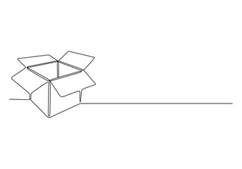 Continuous one line drawing of open box vector illustration. Pro vector