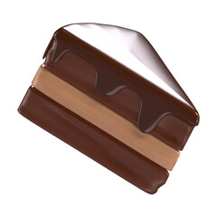 Piece Of Cake 3D Icon Chocolate with Transparent Background