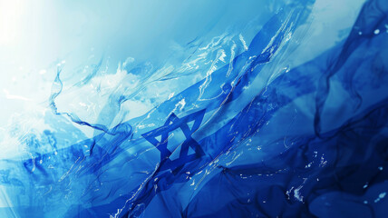 Israel flag merging with water flow - A creative rendition of the Israel flag blended with a water flow, symbolizing fluid national identity