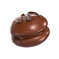 Choco Macaroons 3D Icon Chocolate with Transparent Background
