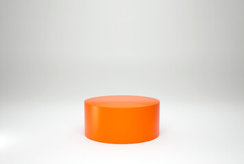 one circular orange podium isolated on white 