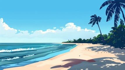 Illustration of a beach with sea background