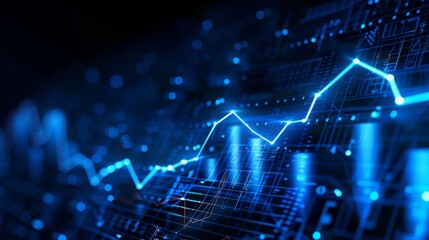 Graph stock market with rising lines and numbers