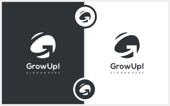 Abstract letter G with arrow logo vector. Monogram style design. Graphic arrow up. Simple creative icon style. Modern illustration template.