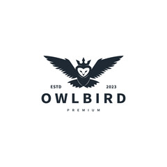 Owl bird vintage logo design illustration