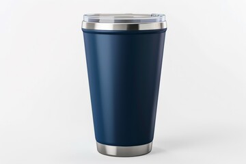 modern blue tumbler on white background mockup concept