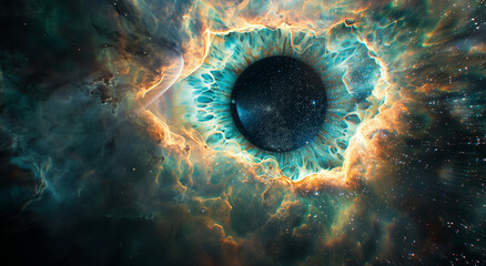All-Seeing Cosmos: Abstract Eye on a Celestial Canvas