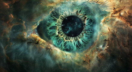 Cosmic Enigma: Mysterious Eye in a Nebula Landscape
