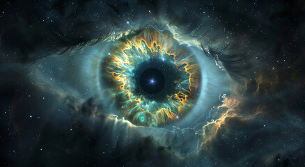 Eye of the Storm: Abstract Nebula with Watchful Eye