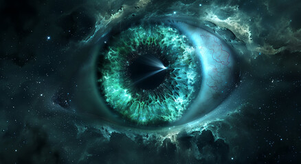 Celestial Vision: Ethereal Eye in a Nebula Sea