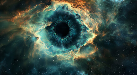 Galactic Guardian: Abstract Eye on a Nebula Canvas