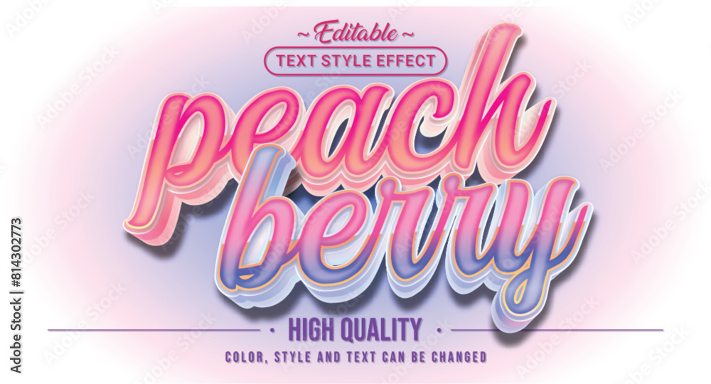 Aufkleber Editable text style effect - Peach Berry text style theme.