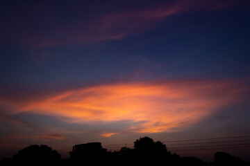 Sunset sky with cloud in twilight time, Beautiful nature background.