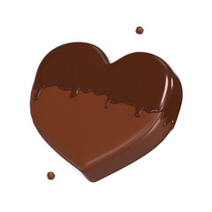 Chocolate Heart 3D Icon Chocolate with Transparent Background