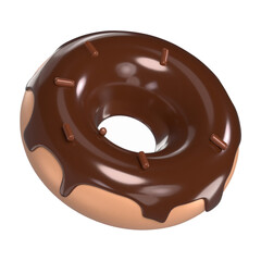 Chocolate Donut 3D Icon Chocolate with Transparent Background