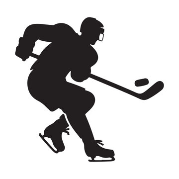 recommend clip art: Hockey silhouette black vector flat illustration.