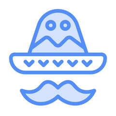 Mustache Icon With Lineal Color Style 