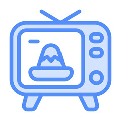 Television Icon With Lineal Color Style 