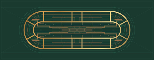 luxury green and gold geometric shapes pattern background vector. Elegant abstract art deco poster design. vector illustration.