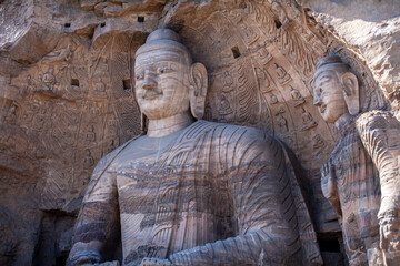 Yungang Grottoes, ancient Chinese Buddhist temple grottoes built during the Northern Wei dynasty...