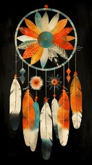 Dreamcatcher with colorful feathers and beads.