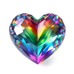 Naklejka na ściany i meble rainbow color heart gemstone,heart shaped diamond