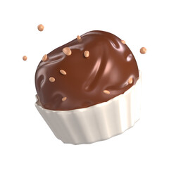White Chocolate Truffle 3D Icon Chocolate with Transparent Background