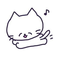 笑顔で走るかわいい白い色の子猫のイラスト