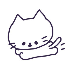 走るかわいい白い色の子猫のイラスト