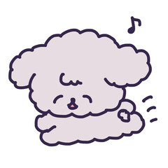 笑顔で走るかわいいトイプードルの子犬のイラスト