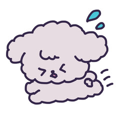 汗を流して走るかわいいトイプードルの子犬のイラスト