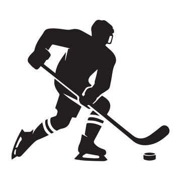 recommend clip art: Hockey silhouette black vector flat illustration.