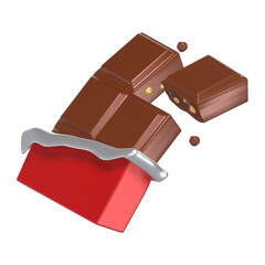 Chocolate Bar 3D Icon Chocolate with Transparent Background