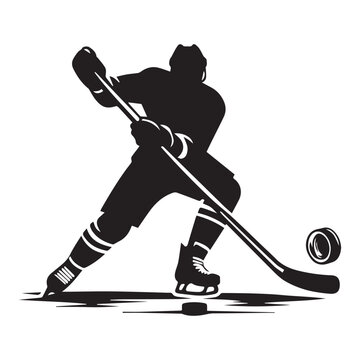 recommend clip art: Hockey silhouette black vector flat illustration.