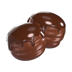 Two Chocolate Balls 3D Icon Chocolate with Transparent Background