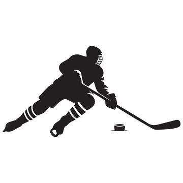 recommend clip art: Hockey silhouette black vector flat illustration.