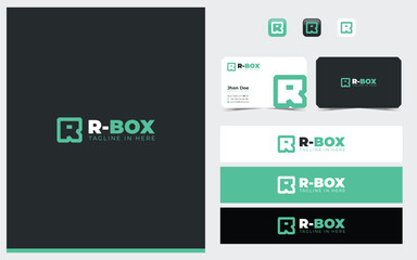 Lettermarks logo R formed in a simple and modern box shape