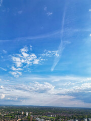 High Angle View of Greater Manchester City Centre Buildings During Beautiful Sunny day over England UK. May 5th, 2024