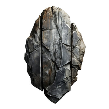 A large piece of dark gray stone with rough edges.
