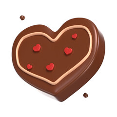 Heart Chocolate 3D Icon Chocolate with Transparent Background