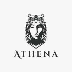 Head of Athena Goddess logo vector illustration on white background