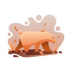 FLAT DESIGN 41 VECTOR ILLUSTRATION OF CUTE BEAR WITH NATURE BACKGROUND , MADE WITH SOFT OR MODERN GRADIENT COLOR