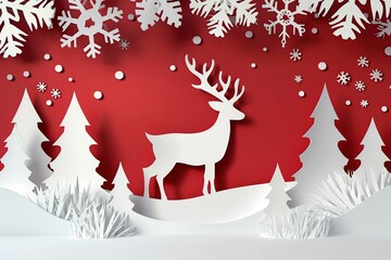 Paper cutout style christmas background, Space for text