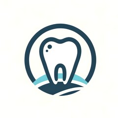 Obraz premium Sleek Dental Logo Design with Tooth Icon in Teal and White, Ideal for Modern Dentistry Branding and Dental Clinic Promotions