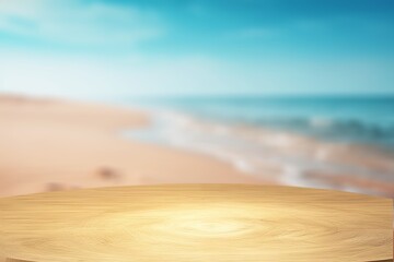 Display place for products on sand in sea at beach