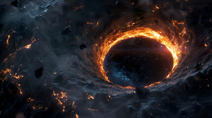 Realistic Style Black Hole in the Space Digital Art Aspect 16:9